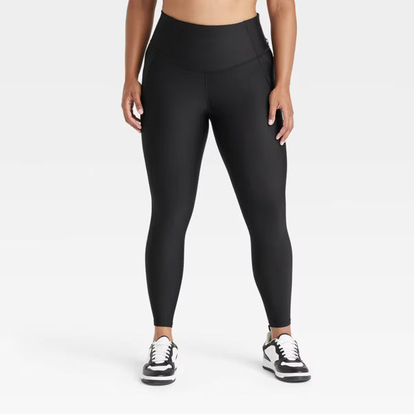 Women's Effortless Support High-Rise Pocketed 7/8 Leggings - All In Motion™ Black S: Moisture Wicking, Quick Drying