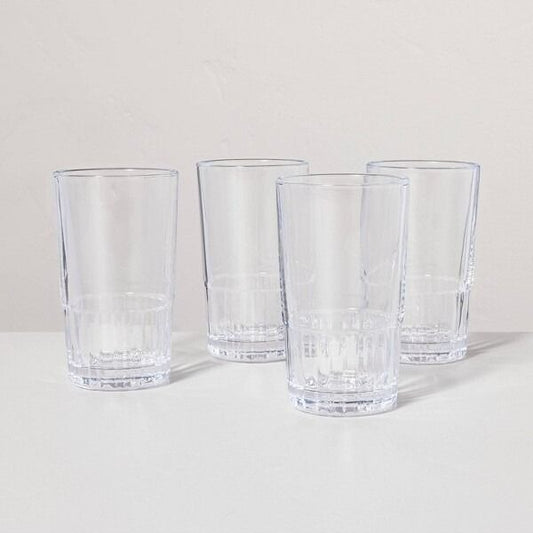 4pk 12.8oz Tall Fluted Glass Tumbler Set Clear – Hearth & Hand Magnolia