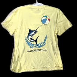 Margaritaville T-shirt Yellow Short Sleeve Marlin Fish Beach Vacation Tee Size L