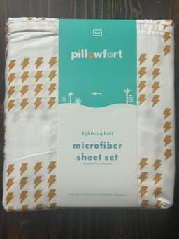 Full Microfiber Kids' Sheet Set Yellow - Pillowfort: Recycled Polyester, Lightning Pattern, OEKO-TEX Certified
