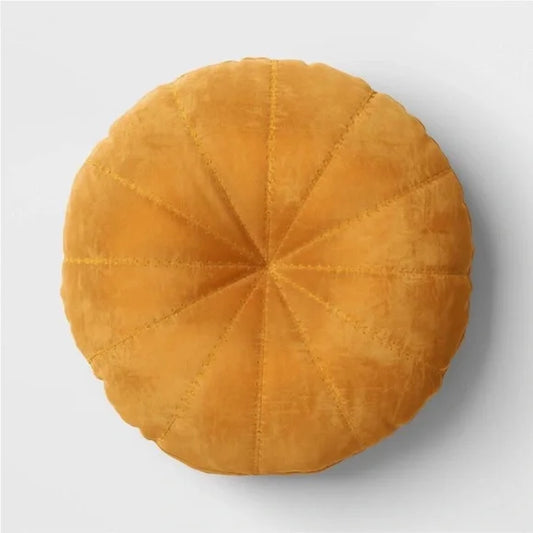 Threshold Round Cotton Velvet Quilted Pillow - Gold