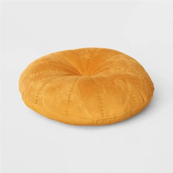 Threshold Round Cotton Velvet Quilted Pillow - Gold