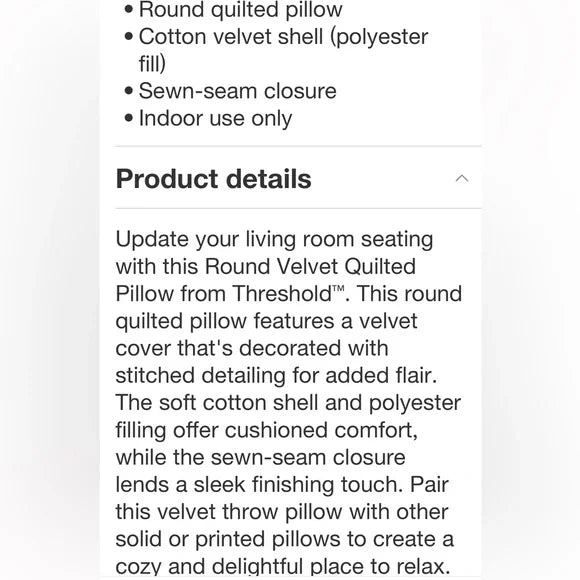 Threshold Round Cotton Velvet Quilted Pillow - Gold