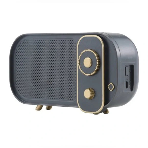 Retro Speaker: Vivitar Bluetooth Wireless Portable, Gray, 5-Hour Battery Life