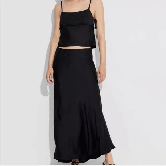 Women's Satin Trumpet Maxi Skirt - Wild Fable™ Black XL