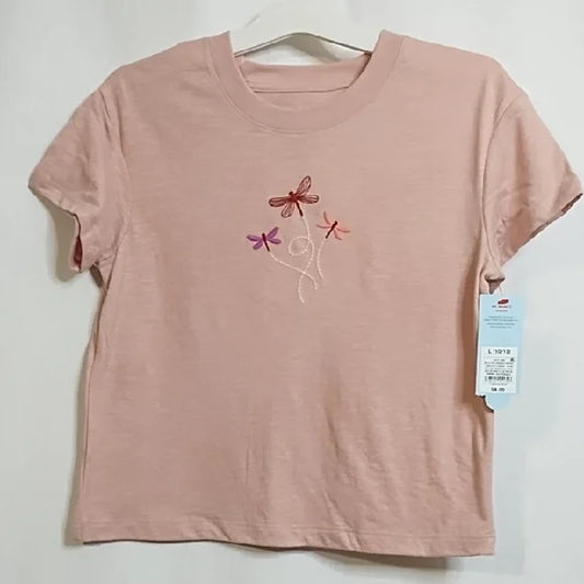 Girls' Short Sleeve Embroidered Dragonfly Boxy T-Shirt - Cat & Jack - Color: Ballet Pink - Size: M (8)