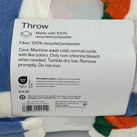 Printed Tomato Checkerboard Plush Throw Blanket Blue - Room Essentials™