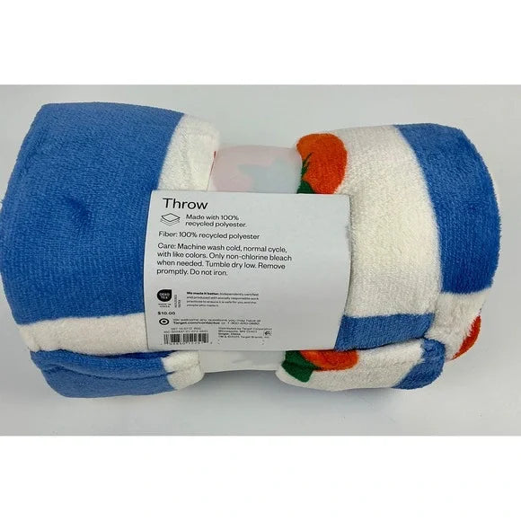 Printed Tomato Checkerboard Plush Throw Blanket Blue - Room Essentials™