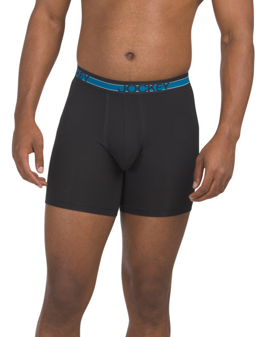 Jockey Generation Men's No Chafe Pouch Ultra Soft Stretch Boxer Briefs 3pk - Black/Light Beige/Dark Teal Blue L
