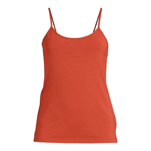 Time And Tru Women's Adjustable Jersey Cami Tank Top - Burnt Orange