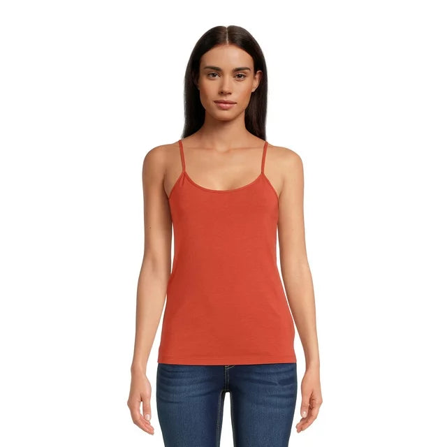 Time And Tru Women's Adjustable Jersey Cami Tank Top - Burnt Orange