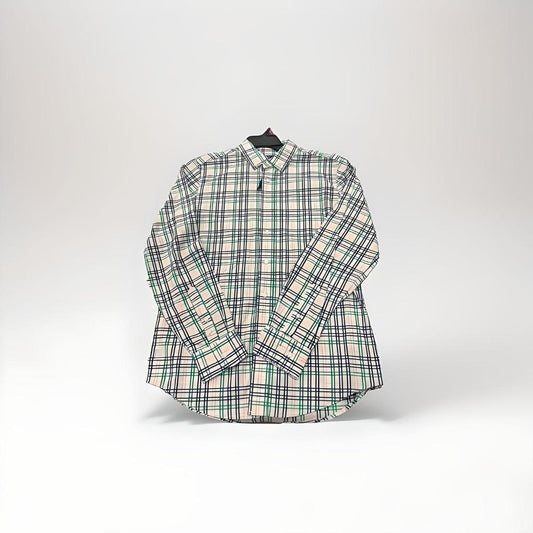 Men's & Big Men's Long Sleeve Poplin Button-Up Shirt - Pink Green Plaid