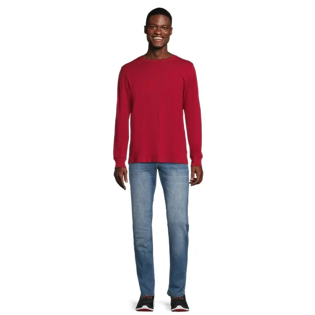 George Men's Crewneck Tee with Long Sleeves - Red Small