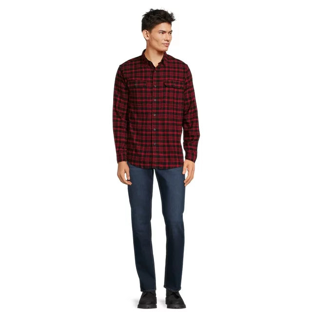 George Men's Long Sleeve Flannel Shirt - Red