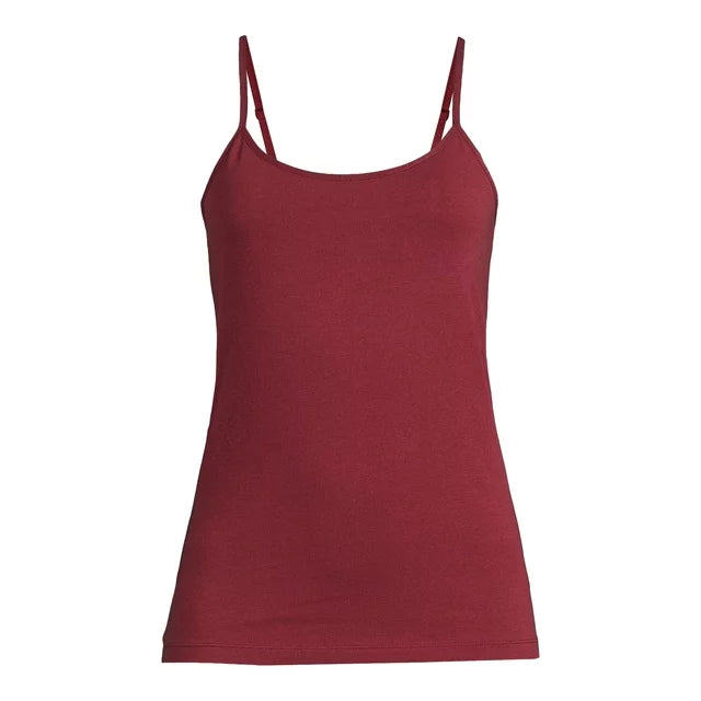 Time and Tru Women's Adjustable Strap Cami, Size XL - Maroon