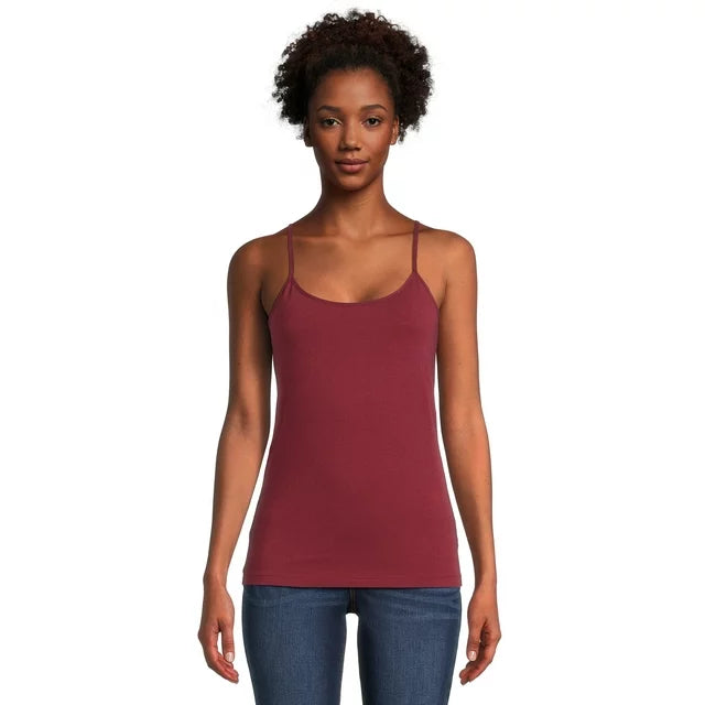 Time and Tru Women's Adjustable Strap Cami, Size XL - Maroon