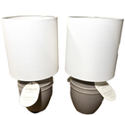 Set of 2 - Mini Ceramic Table Lamp Gray - Threshold™: Modern Polyester Shade, 1-Way Switch, E26 Base