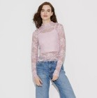 Women's Long Sleeve Lace Sequin Top - Wild Fable™ Light Pink S