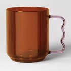 15.22oz Glass Mug Orange with Pink Handle - Room Essentials™: Dishwasher-Safe Drinkware for Hot or Cold Beverages