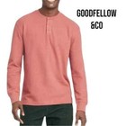 Men's Long Sleeve Textured Henley T-Shirt - Goodfellow & Co™ Red XL