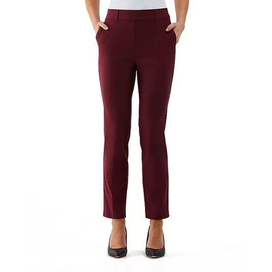 Rafaella Pull-On Belt Loops Functional Pockets Stretch Ankle Pant (Windsor Wine, 6)