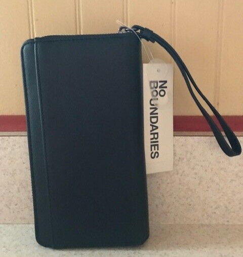 Brand New No Boundaries SLG Zip-Around Wristlet-Black Faux Leather