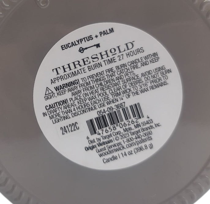 Threshold Eucalyptus + Palm 3 wood wick candle 27 hr burn time