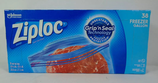 Ziploc Freezer Gallon Bag, Stay Open Design, Grip 'n Seal Technology, Reusable, 38 Count