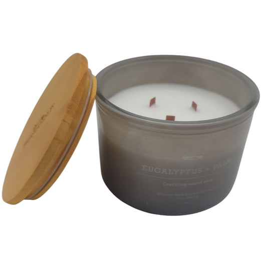 Threshold Eucalyptus + Palm 3 wood wick candle 27 hr burn time
