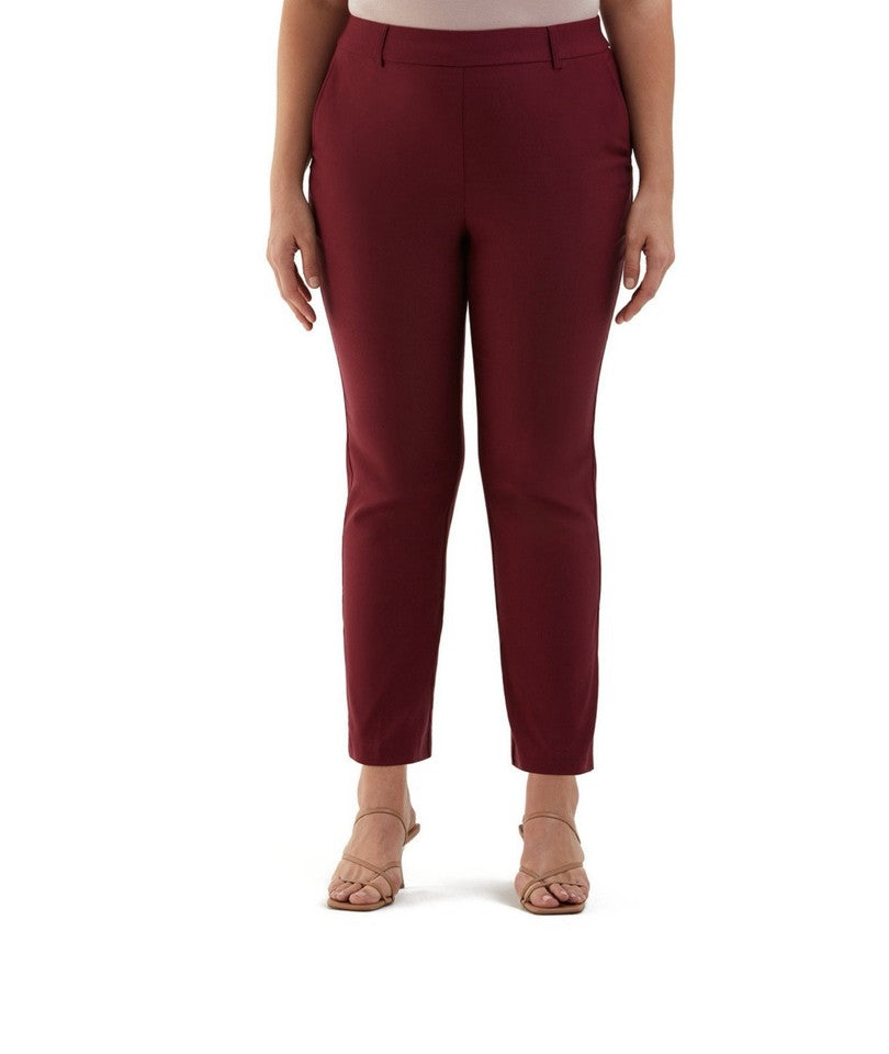 Rafaella Pull-On Belt Loops Functional Pockets Stretch Ankle Pant (Windsor Wine, 4)