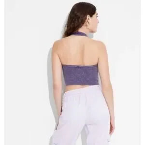 Women's Ribbed Halter Top - Wild Fable™ Navy Blue XXS