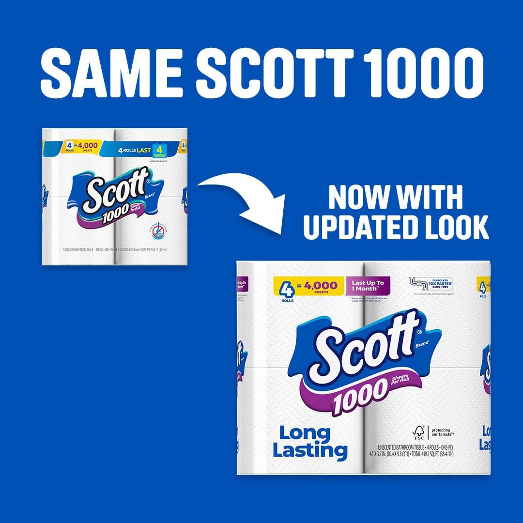 Scott 1,000 Toilet Paper, 1 Roll, 1,000 Sheets per Roll (1,000 Total)