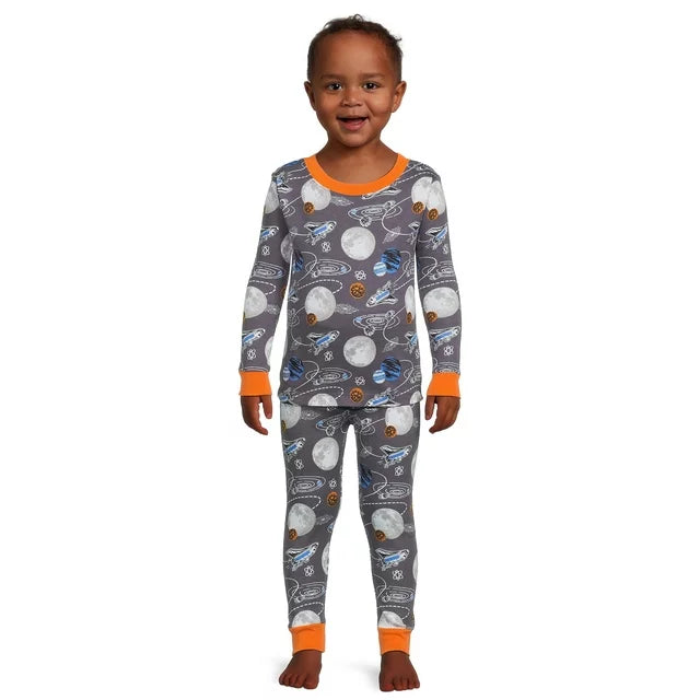 Wonder Nation Solar System Toddler Boy Tight Fit, 2-Piece Pajama Set, Size 12M