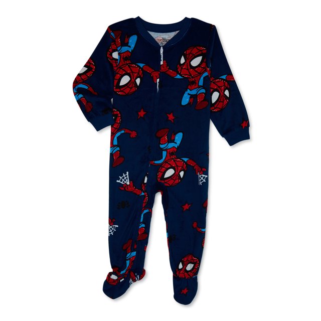 Spider-Man Toddler Boys One Piece Sleeper Pajamas, Sizes 3T