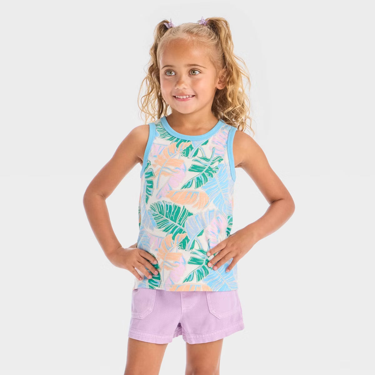 Toddler Girls' Palm Printed Tank Top - Shirt - Cat & Jack™ Cream 2T