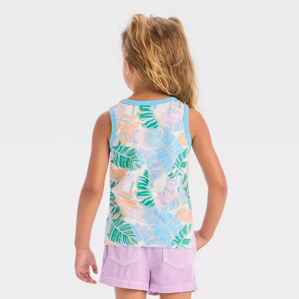 Toddler Girls' Palm Printed Tank Top - Shirt - Cat & Jack™ Cream 2T