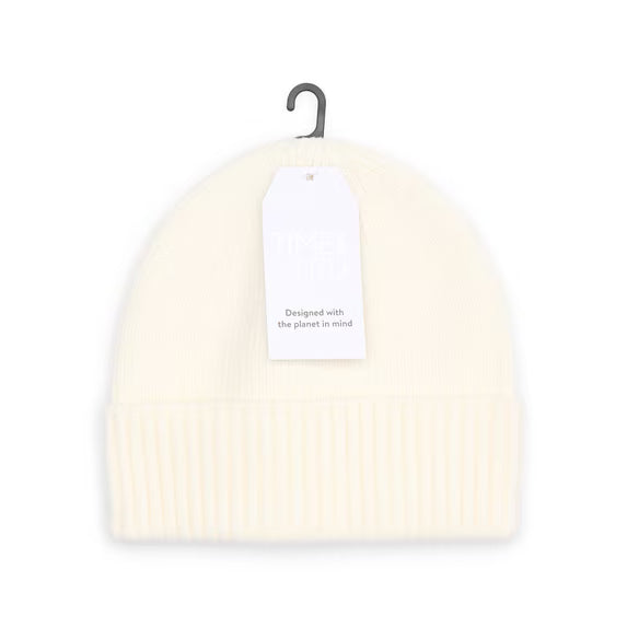 Time and Tru Women's Ribbed Beanie, One Size, Winter White